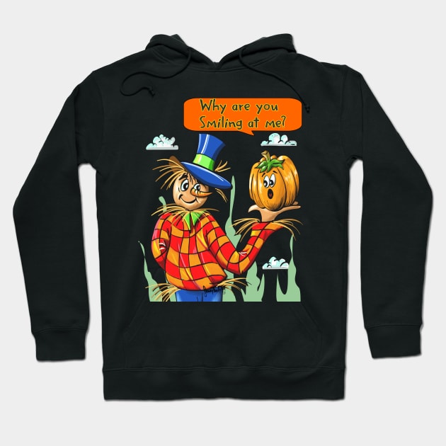 Halloween Scarecrow holding pumpkin allover print Makes a great Funny Halloween Shirt and Gift Item Hoodie by SidneyTees